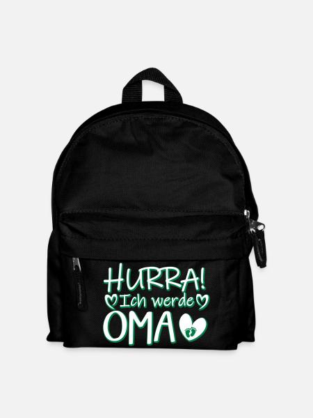Hurra Ich werde Oma Schwangerschaft Baby Motiv - Kinder Rucksack - Schwarz