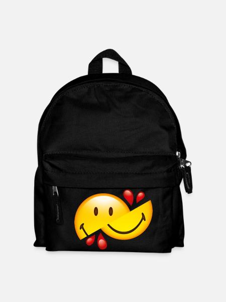 Smiley Glossy Cut in Half - Kids' Backpack - black