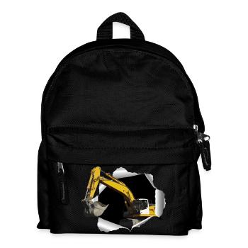 Excavator digs through his T-shirt - Kids' Backpack - black - Front