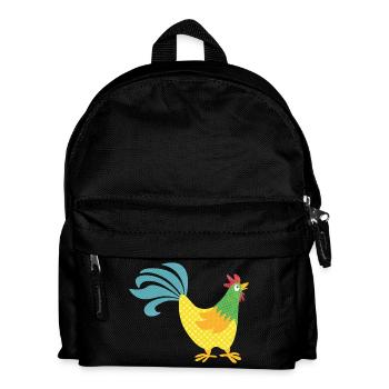 Hahn Muster bunt Ostern Bauer Tierliebe farbenfroh - Kinder Rucksack - Schwarz - Vorne