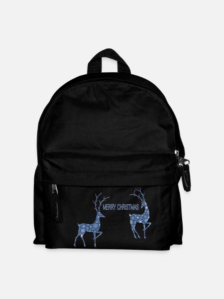 Blue reindeer couple for Christmas - Kids' Backpack - black