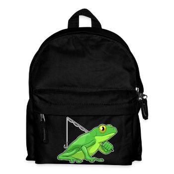 Frosch Angler Angelrute Angeln - Kinder Rucksack - Schwarz - Vorne