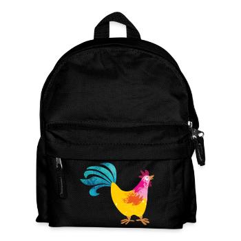 Hahn Bauernhof Kinder farbenfroh Bauer Hof Chef - Kinder Rucksack - Schwarz - Vorne