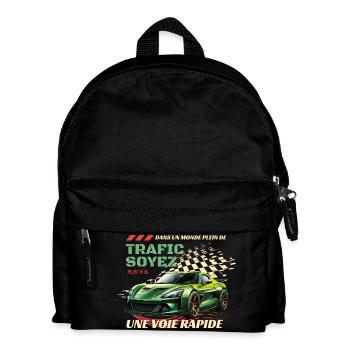 Voie Rapide Verte: Voiture Flamboyante - Sac à dos Enfant - noir - Devant