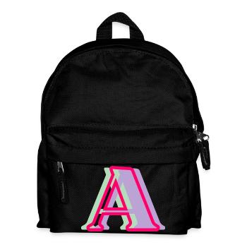 Buchstabe A mehrfarbig - originelle Geschenkidee - Kinder Rucksack - Schwarz - Vorne