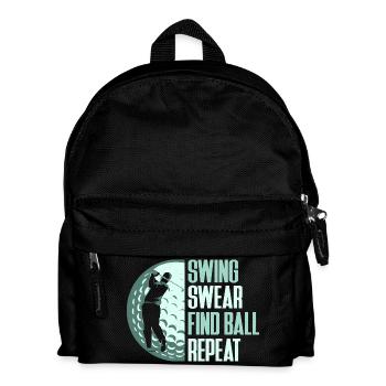 Swing Swear Find Ball Repeat Golf Golfer - Kinder Rucksack - Schwarz - Vorne