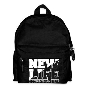 NEW LIFE Bibelvers Spruch - Kinder Rucksack - Schwarz - Vorne
