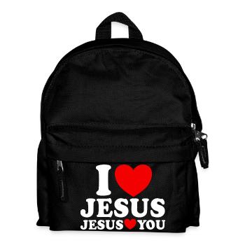 I love Jesus Jesus loves you Christian faith - Kids' Backpack - black - Front