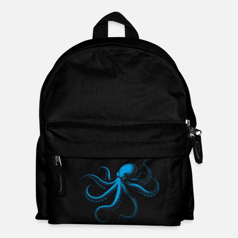 Oktopus in Monochrom - Kinder Rucksack - Schwarz