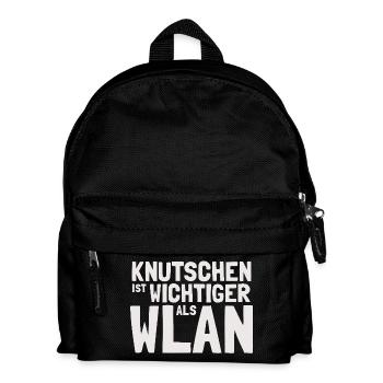 Knutschen ist wichtiger als WLAN – Lustiger Spruch - Kinder Rucksack - Schwarz - Vorne