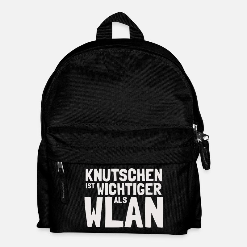 Knutschen ist wichtiger als WLAN – Lustiger Spruch - Kinder Rucksack - Schwarz