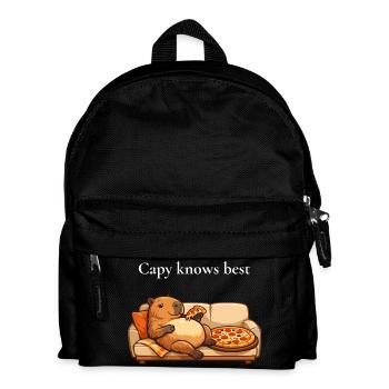 Capybara avec pizza sur canapé - Sac à dos Enfant - noir - Devant