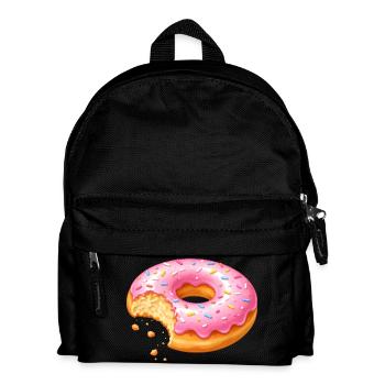 Donut mit Biss – Süßes Dessert Design   - Kinder Rucksack - Schwarz - Vorne