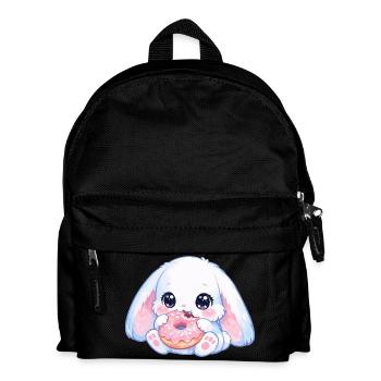 Kawaii Hase mit Donut - Kinder Rucksack - Schwarz - Vorne