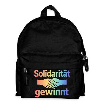 Zusammenhalt Spruch Hände Motiv - Kinder Rucksack - Schwarz - Vorne