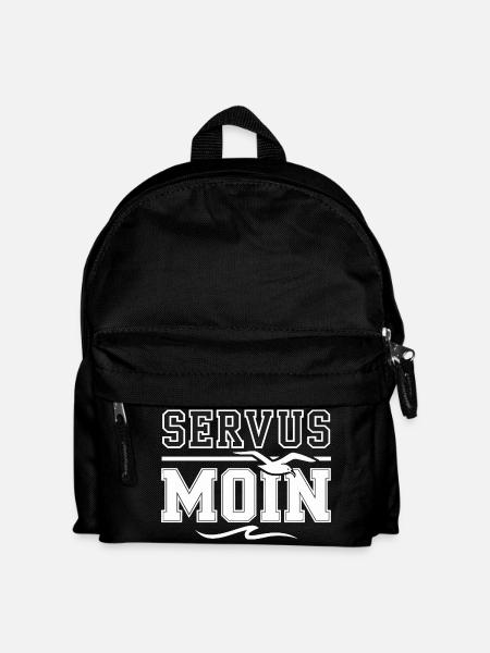 Servus Moin Nordsee Ostsee Küste Möwe Welle - Kinder Rucksack - Schwarz