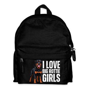 I Love Big Rottie Girls Rottweiler Hund - Kinder Rucksack - Schwarz - Vorne