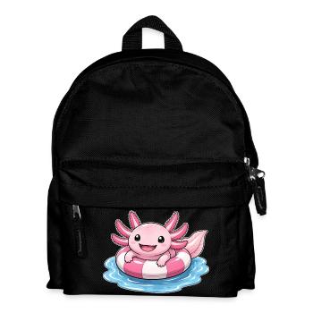 Süßer Axolotl im Schwimmring - Kinder Rucksack - Schwarz - Vorne