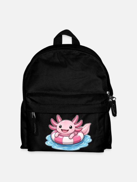 Süßer Axolotl im Schwimmring - Kinder Rucksack - Schwarz