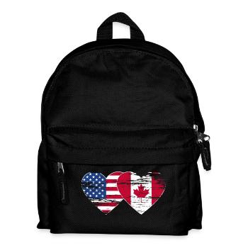 USA Canada Flag Heart Used - Kids' Backpack - black - Front