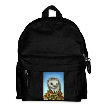 Little hedgehog on a big pile of leaves - Kids' Backpack - black - Front