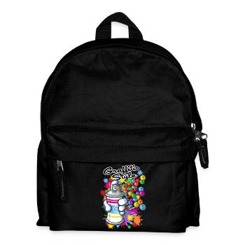 Graffiti Cartoon-Stil - Kinder Rucksack - Schwarz - Vorne