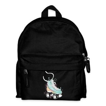Roller skate in retro colors with graffiti and stars - Kids' Backpack - black - Front