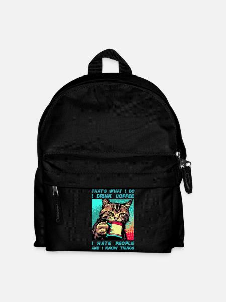 Coffee with a cat - Kids' Backpack - black