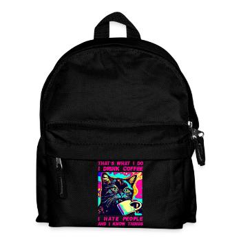 Gemütlicher Katzenkaffee - Kinder Rucksack - Schwarz - Vorne