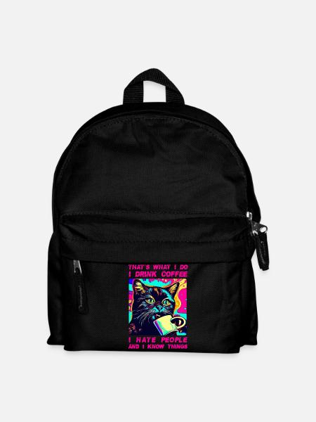 Cozy Cat Coffee - Kids' Backpack - black