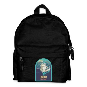 Illustration Belém Tower Lissabon, Luftaufnahme - Kinder Rucksack - Schwarz - Vorne