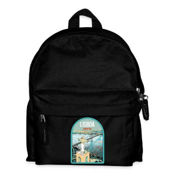 Christus König Lissabon: Blick auf die Brücke des 25. April über den Tejo - Kinder Rucksack - Schwarz - Vorne