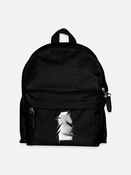 Schach Pferd abstrakt Schachfigur Verein Turnier - Kinder Rucksack - Schwarz