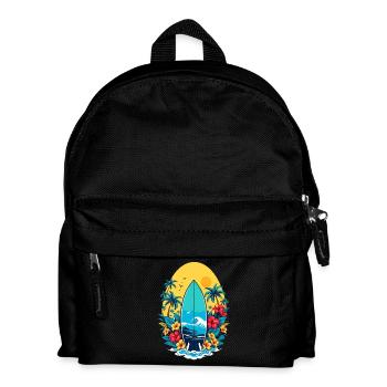 Stylisches Surfbrett - Kinder Rucksack - Schwarz - Vorne