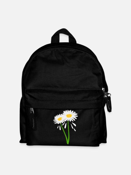 Decorative flower on green stem - Kids' Backpack - black
