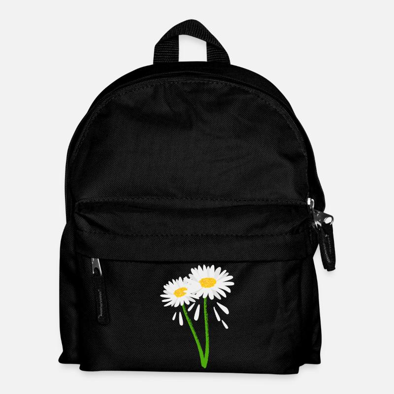 Decorative flower on green stem - Kids' Backpack - black