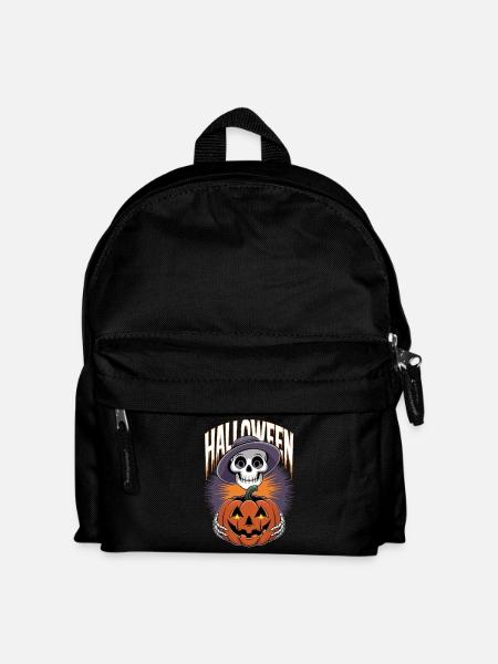 Halloween Skeleton with Lantern Pumpkin - Kids' Backpack - black