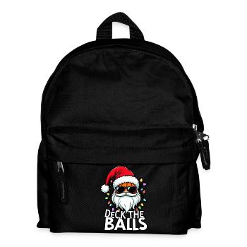 Basketball Im Weihnachtsmannkostüm "Deck The Balls - Kinder Rucksack - Schwarz - Vorne