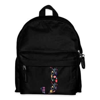 Personalisierter Blumenbrief j - Geschenkidee - Kinder Rucksack - Schwarz - Vorne