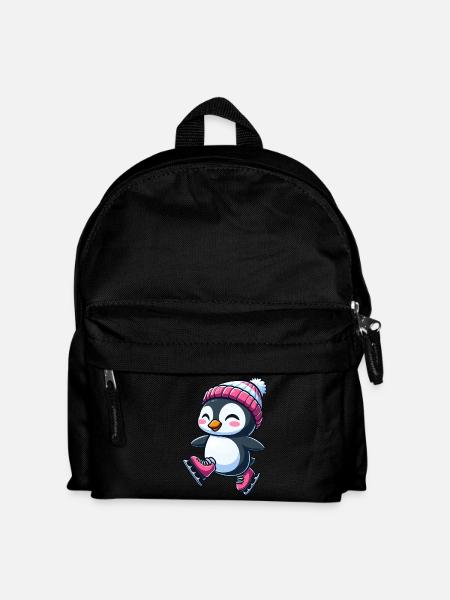 Süßer Cartoon Pinguin Eislaufen Eiskunstlauf - Kinder Rucksack - Schwarz