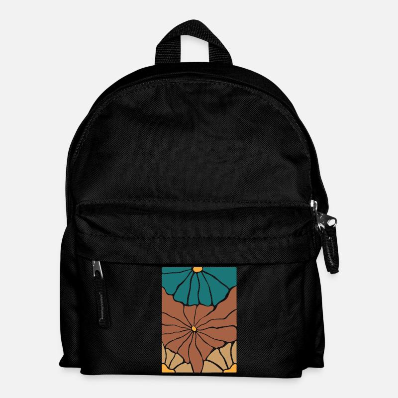 Boho Flora Blumen - Kinder Rucksack - Schwarz