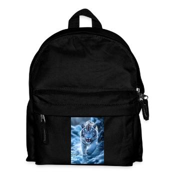 Weisser Tiger läuft durch Bachlauf - Kinder Rucksack - Schwarz - Vorne