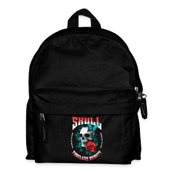Totenkopf Totenschädel Schmetterling Rose Blume - Kinder Rucksack - Schwarz - Vorne