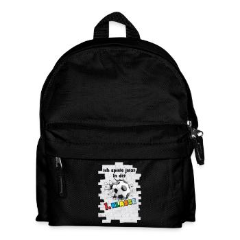Einschulung - 1. Klasse - Fußball Mauer Durchbruch - Kinder Rucksack - Schwarz - Vorne