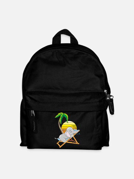 Schlafendes Elefantenbaby unter der Palme - Kinder Rucksack - Schwarz