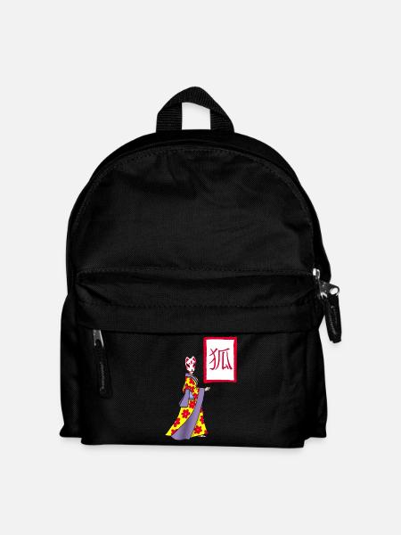 Fox Kitsune Manga - Kinder Rucksack - Schwarz