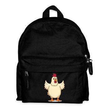 Huhn-Lustiges Comic Tier Shirt - Kinder Rucksack - Schwarz - Vorne