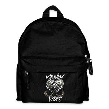 Geld Vibes Motiv Money Vibes - Kinder Rucksack - Schwarz - Vorne
