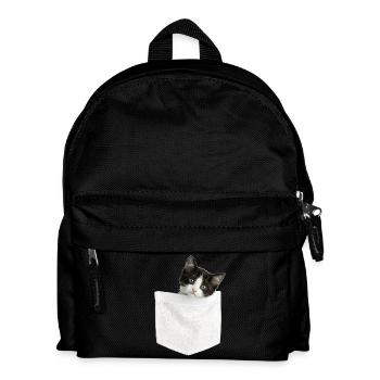 Cat Pocket jette un coup d’œil à un chat mignon dans la poche - Sac à dos Enfant - noir - Devant
