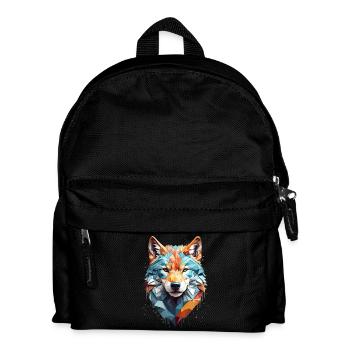 Geometric Wolf Head - Kids' Backpack - black - Front